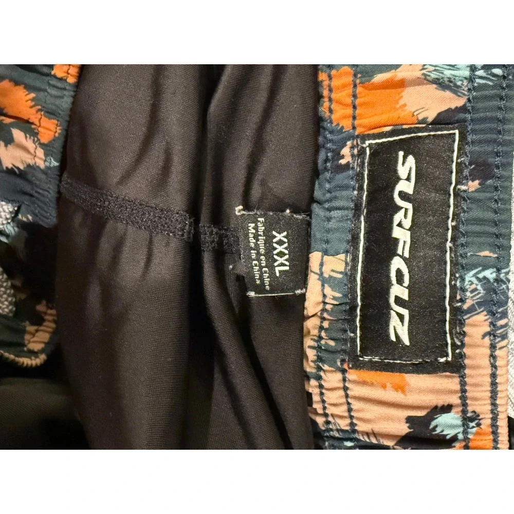 SurfCuz Mens XXXL Swim Trunks‎ Abstract Camo Orange Blue Beach Shorts